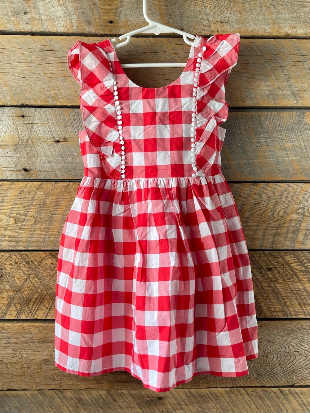 Max Studio Kids Girl Sz 6 Red Plaid Checkered Dress Gingham Flutter Sleeve New